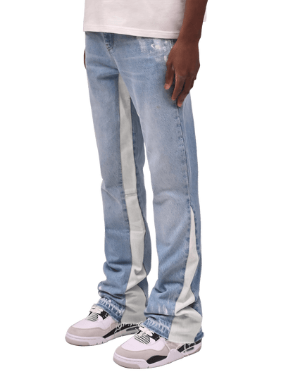 Flare Track Denim - Light Stone