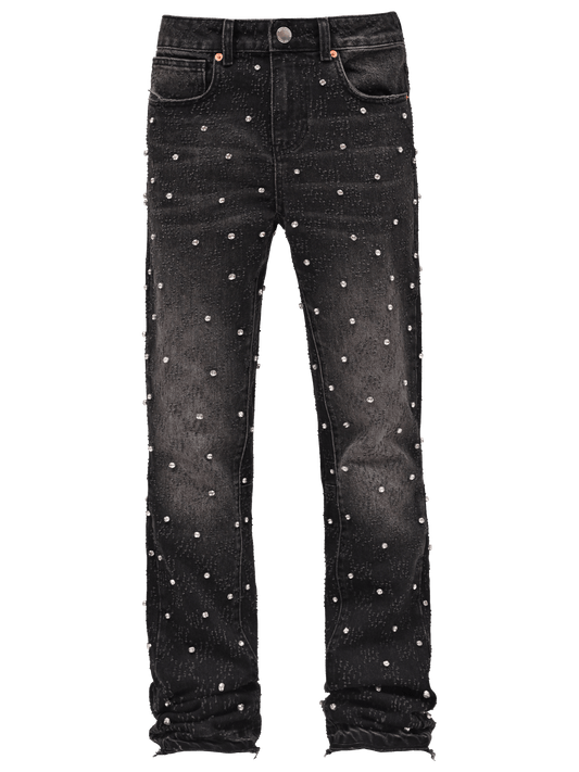 Rhinestone Flare Denim - Black